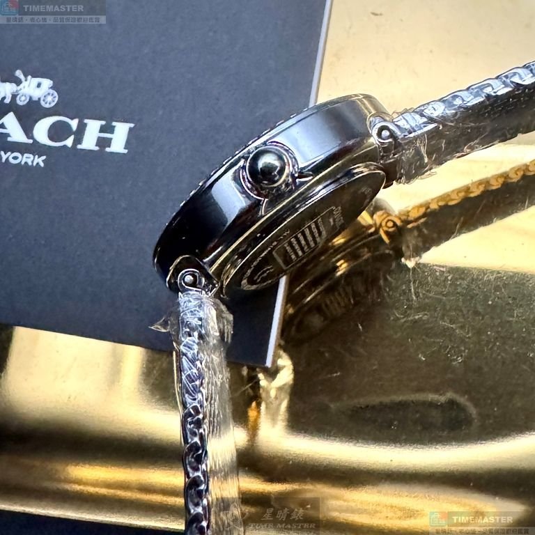 COACH手錶,編號CH00253,28mm銀圓形精鋼錶殼,貝母, 淺藍色中二針顯示, 貝母錶面,銀色米蘭錶帶款-4