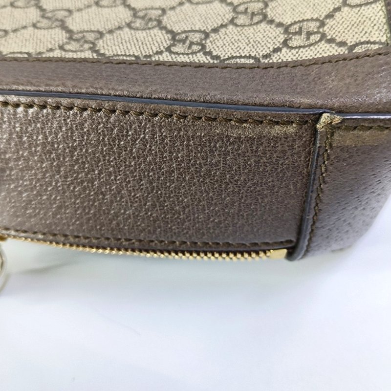 GUCCI Ophidia 小號 米色塗層帆布老花印花單肩包手提包 金色五金 可拆卸肩帶-8