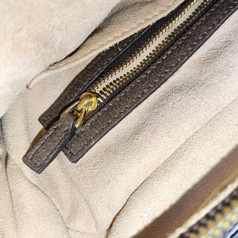 GUCCI Ophidia 小號 米色塗層帆布老花印花單肩包手提包 金色五金 可拆卸肩帶-12