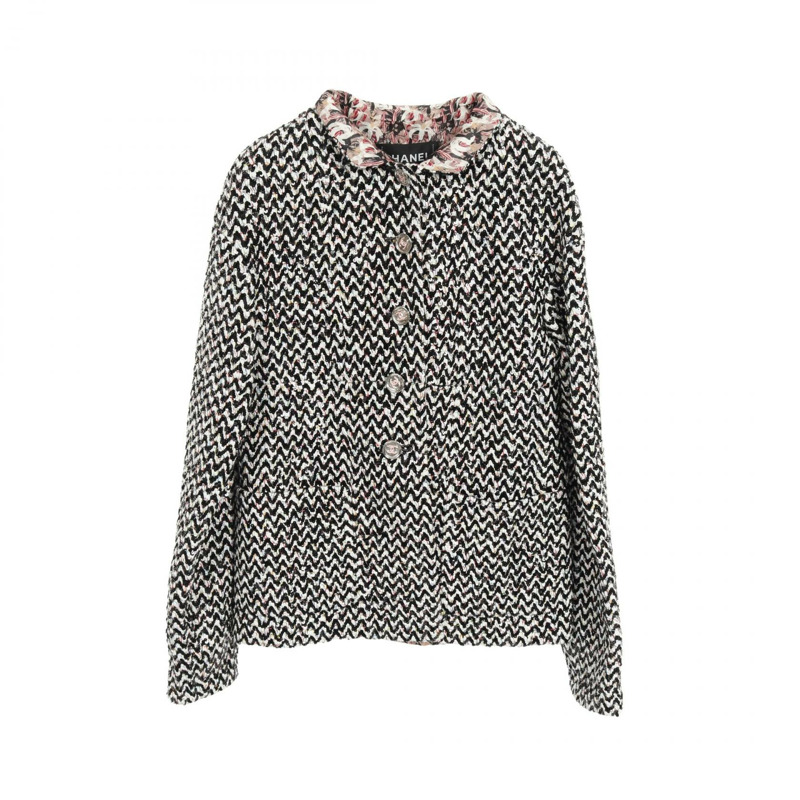 香奈兒 COCO 標誌紐帶 其他外套 P75219V66764 棉 黑白多色 二手 女-0