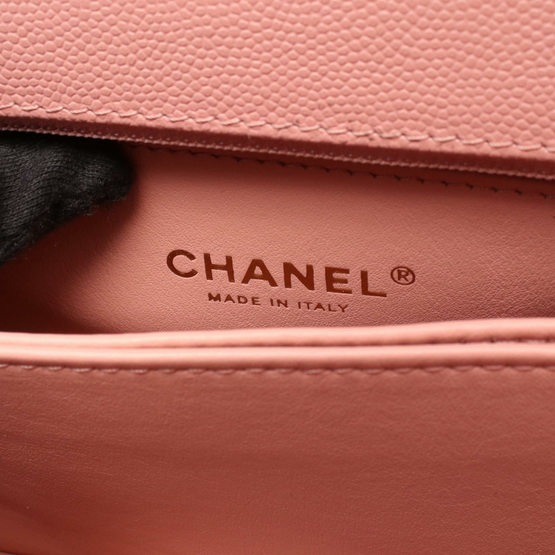 香奈兒 Coco Handle Flap Matelasse 單肩手提包 A92990 皮革 粉紅色 金色五金 二手-3