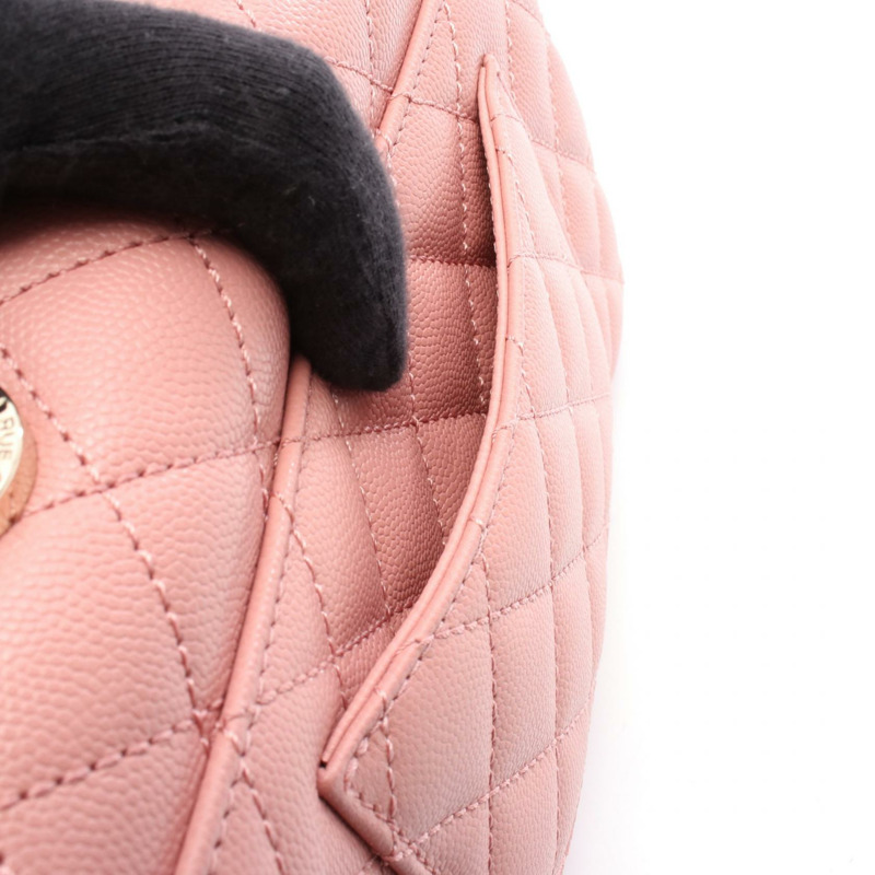 香奈兒 Coco Handle Flap Matelasse 單肩手提包 A92990 皮革 粉紅色 金色五金 二手-4