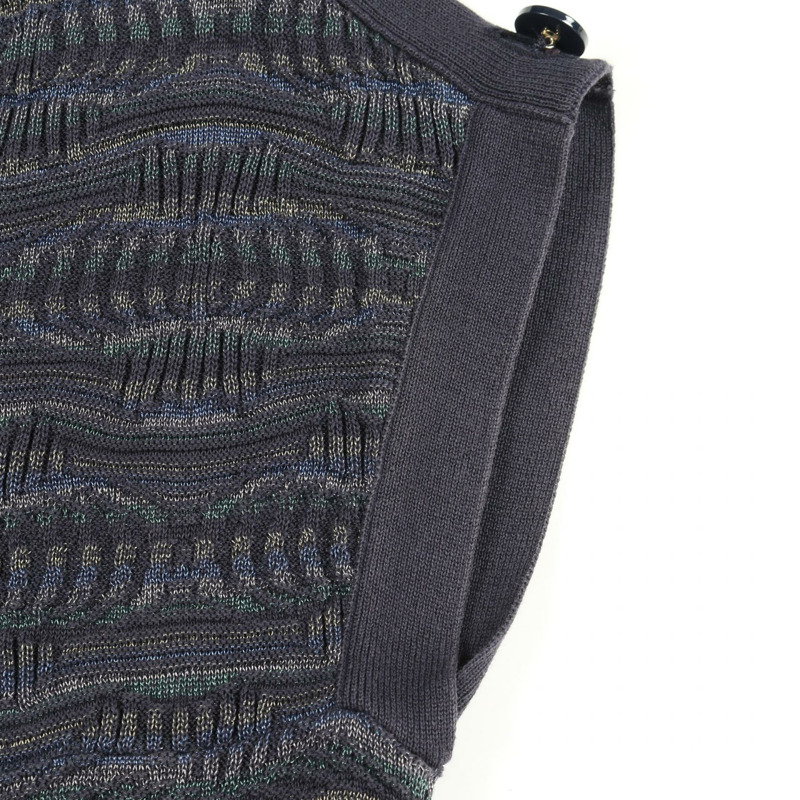 香奈兒 COCO 標誌紐帶無袖針織棉質連身裙，海軍藍，二手女款 #44-4