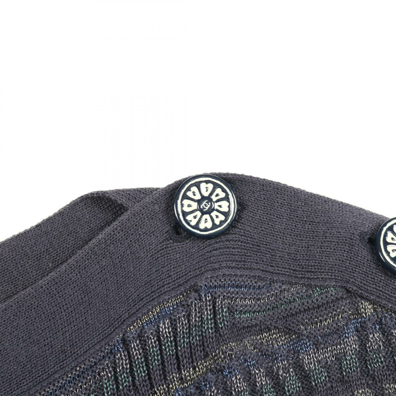 香奈兒 COCO 標誌紐帶無袖針織棉質連身裙，海軍藍，二手女款 #44-6