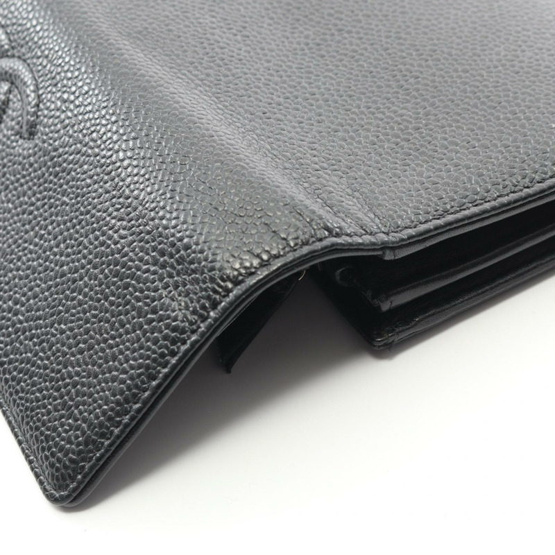 香奈兒 COCO Mark 雙折長皮夾，粒面小牛皮，黑色，二手，女士-7