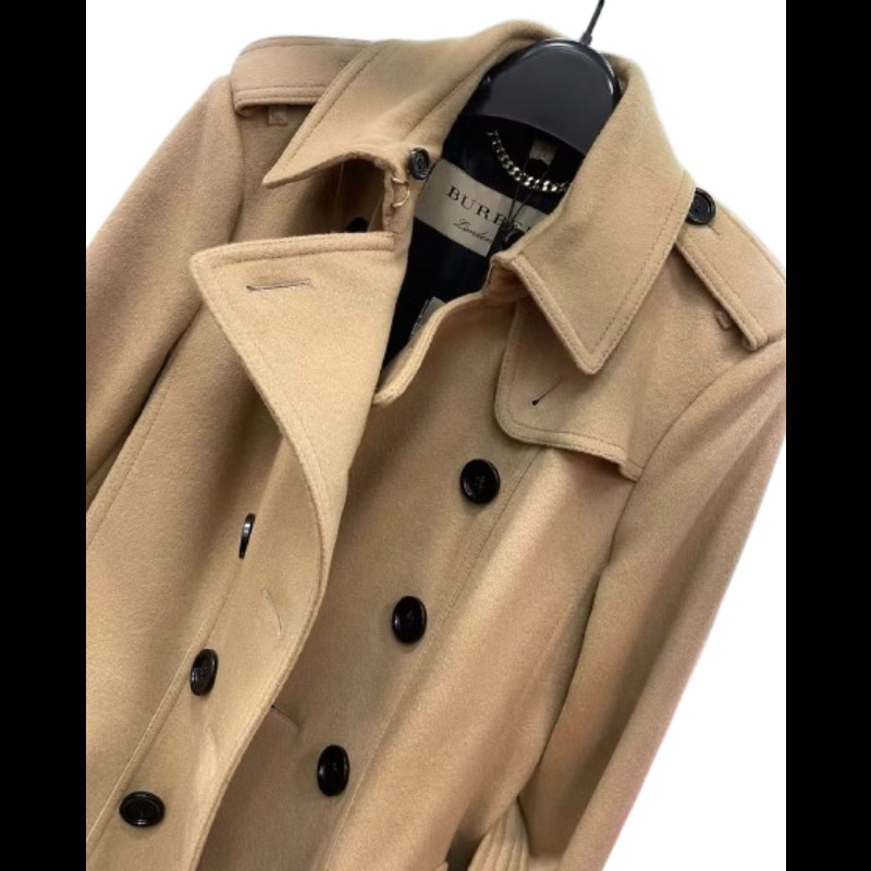 💯新 Burberry Sandringham 羊毛風衣款外套 配皮草領 UK10-4