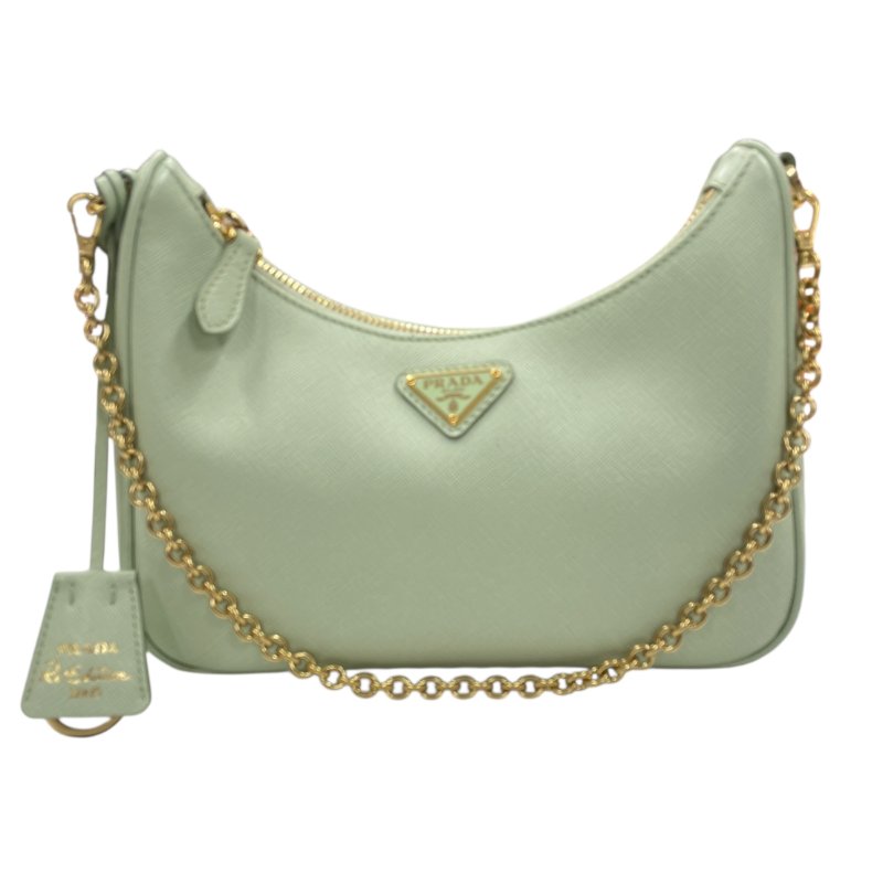 PRADA 普拉達 Re-Edition 2005 二合一腋下包 皮革 薄荷綠 金釦-1