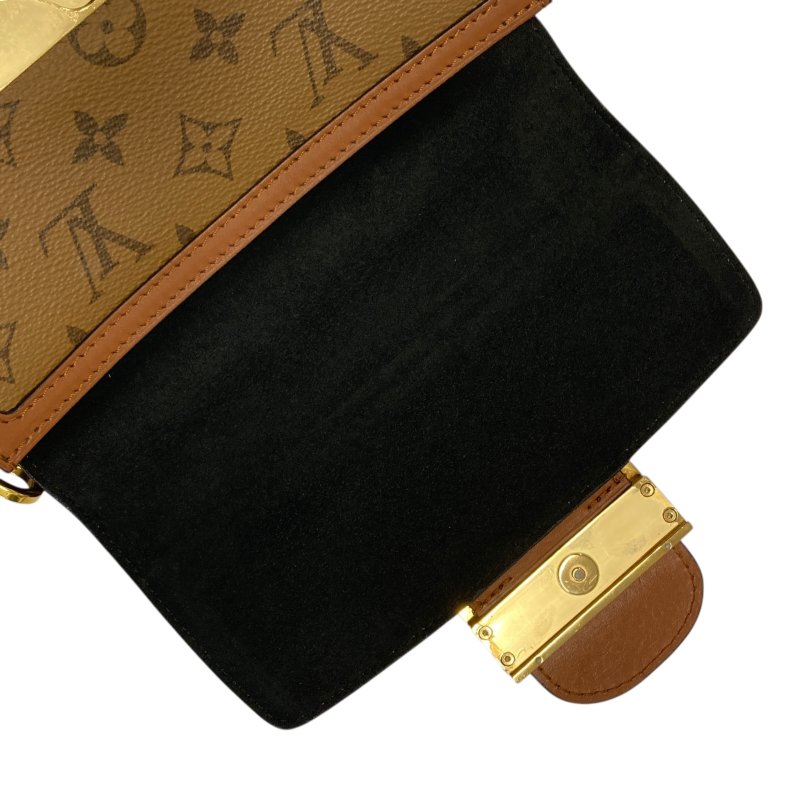 LOUIS VUITTON 路易威登 M44580 MINI DAUPHINE 信封包 PVC帆布 老花/反轉老花 棕色 金釦-6