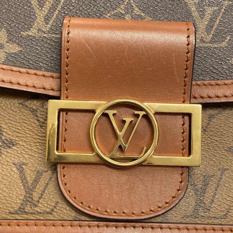 LOUIS VUITTON 路易威登 M44580 MINI DAUPHINE 信封包 PVC帆布 老花/反轉老花 棕色 金釦-12