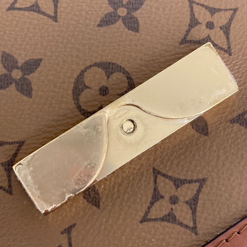 LOUIS VUITTON 路易威登 M44580 MINI DAUPHINE 信封包 PVC帆布 老花/反轉老花 棕色 金釦-21