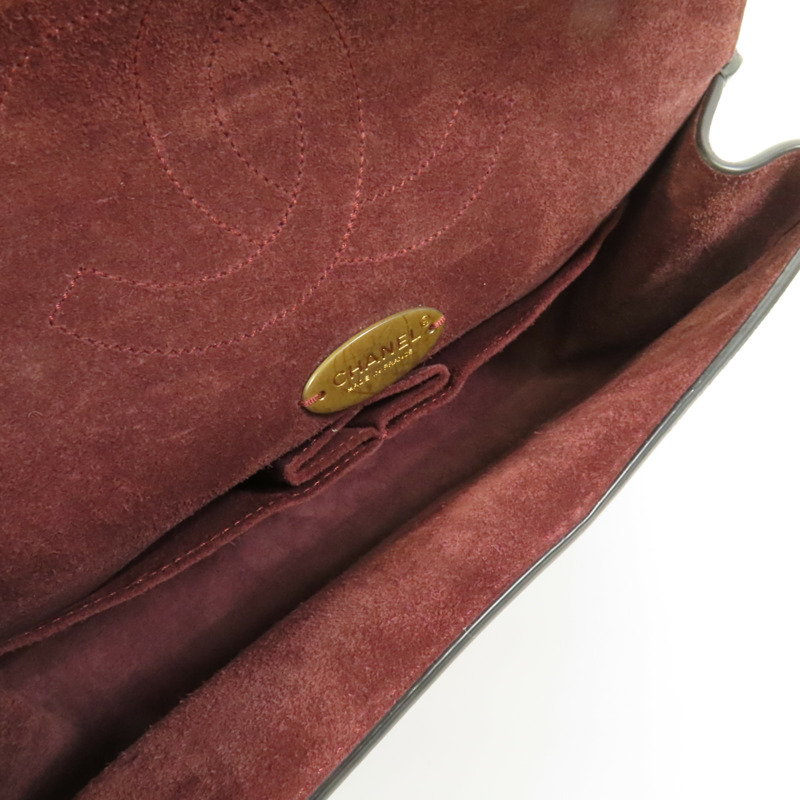 CHANEL 牛皮皮革Chain Shoulder金扣鏈帶肩背袋-5