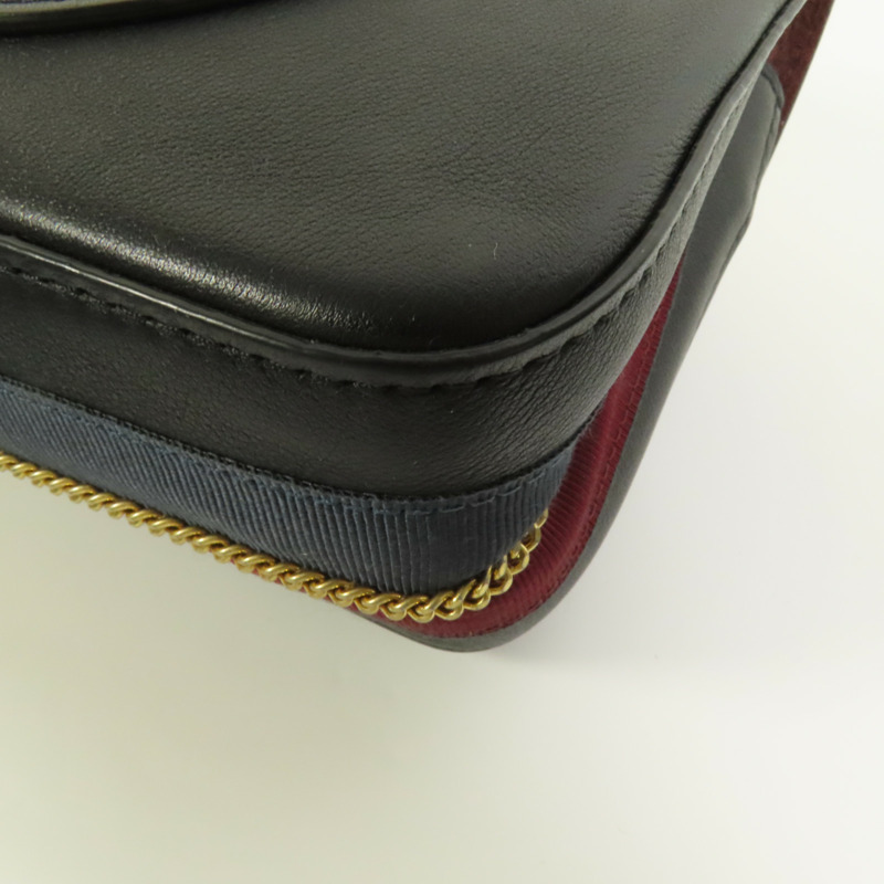 CHANEL 牛皮皮革Chain Shoulder金扣鏈帶肩背袋-12