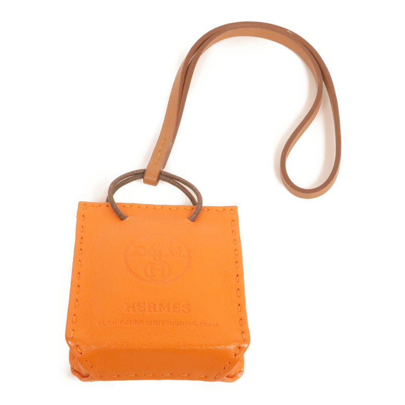 HERMES Milo/Swift皮革Sac Orange Charm掛飾-1