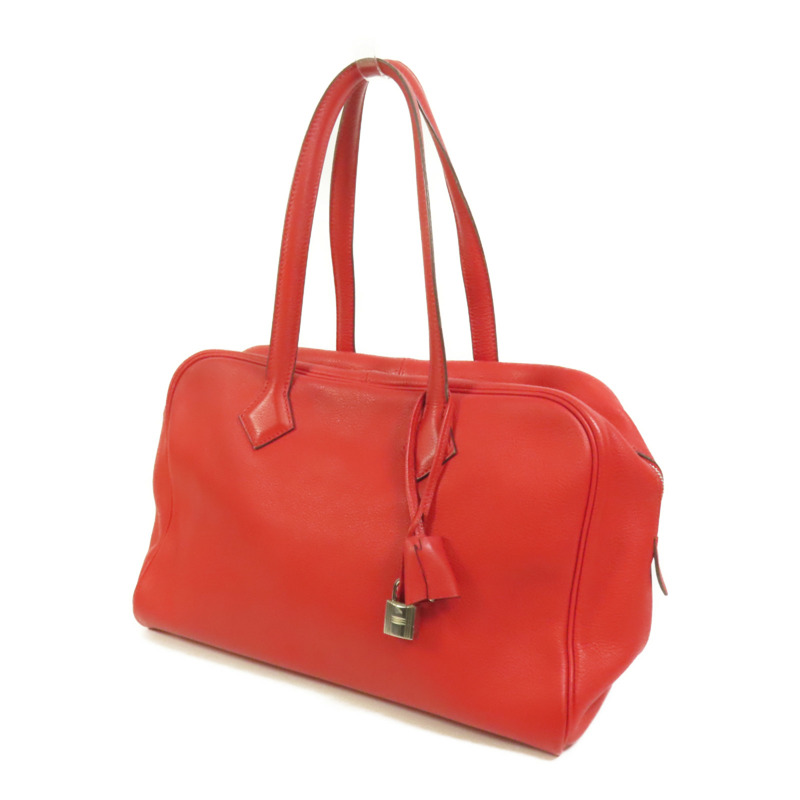 HERMES Evercolor皮革Victoria 35銀扣手挽袋Rouge Casaque-2