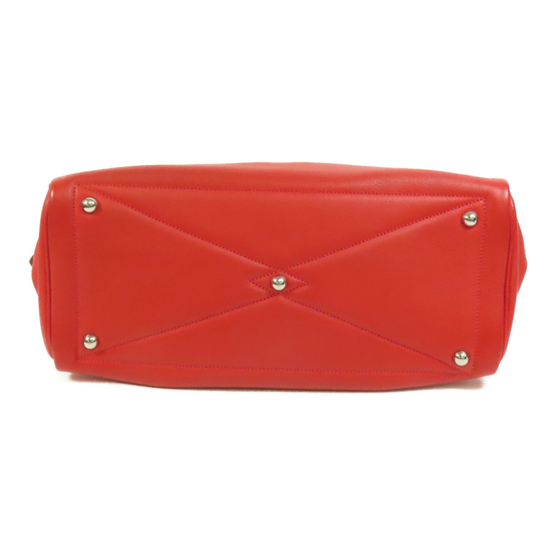 HERMES Evercolor皮革Victoria 35銀扣手挽袋Rouge Casaque-3