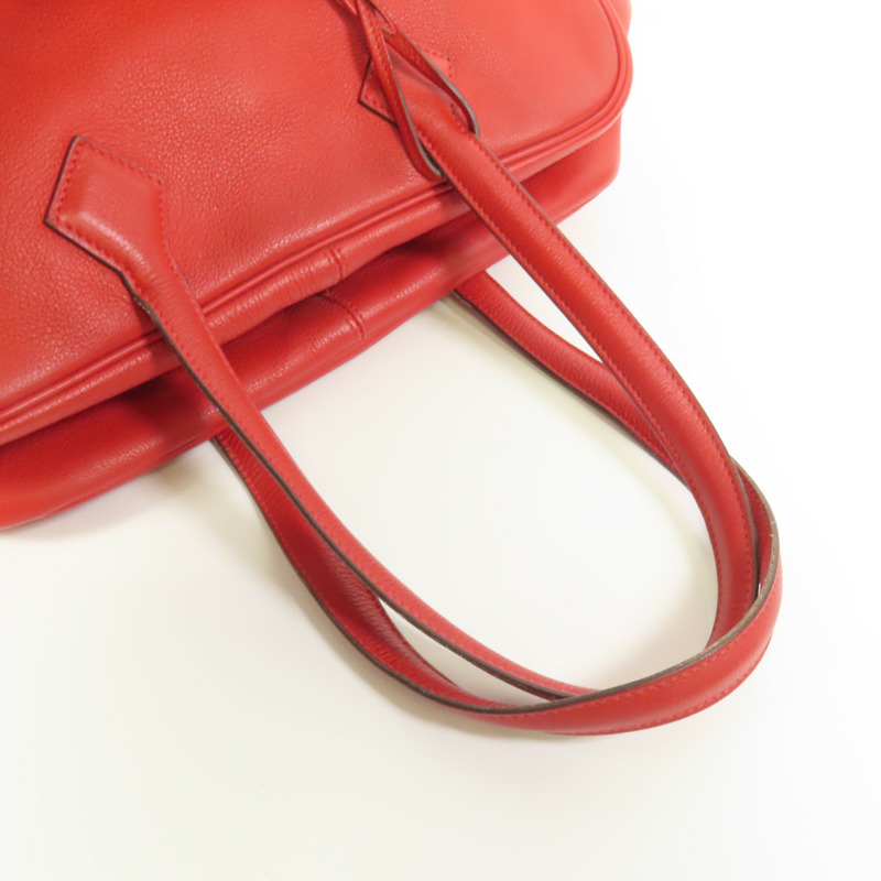 HERMES Evercolor皮革Victoria 35銀扣手挽袋Rouge Casaque-4