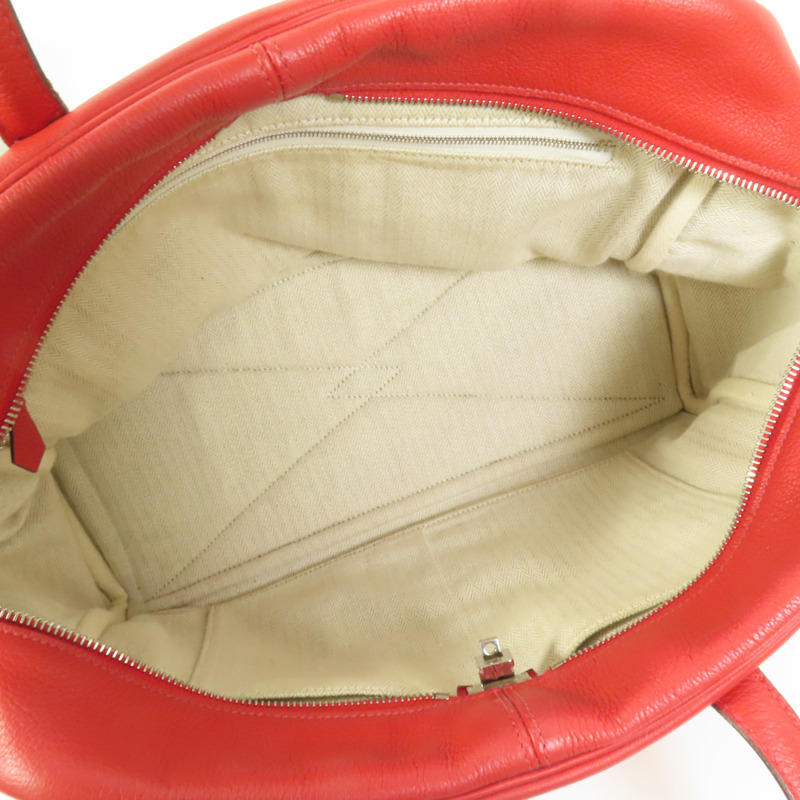 HERMES Evercolor皮革Victoria 35銀扣手挽袋Rouge Casaque-5