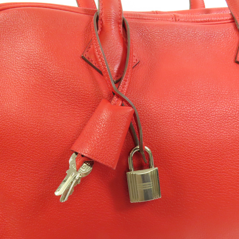HERMES Evercolor皮革Victoria 35銀扣手挽袋Rouge Casaque-6