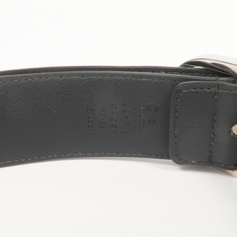 GUCCI 牛皮皮革Belt銀扣皮帶-5