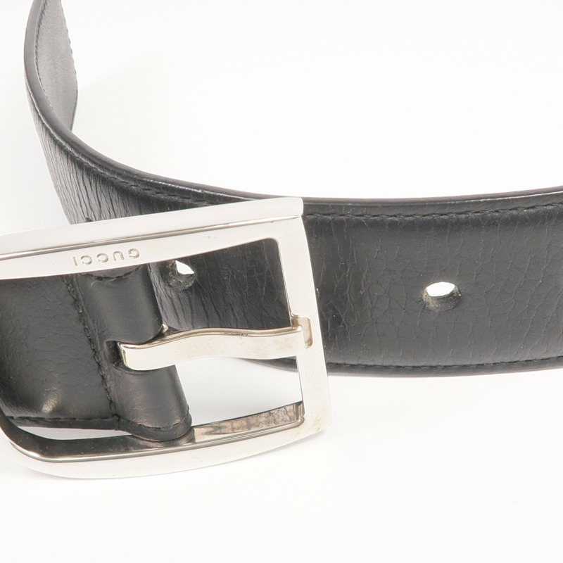 GUCCI 牛皮皮革Belt銀扣皮帶-7