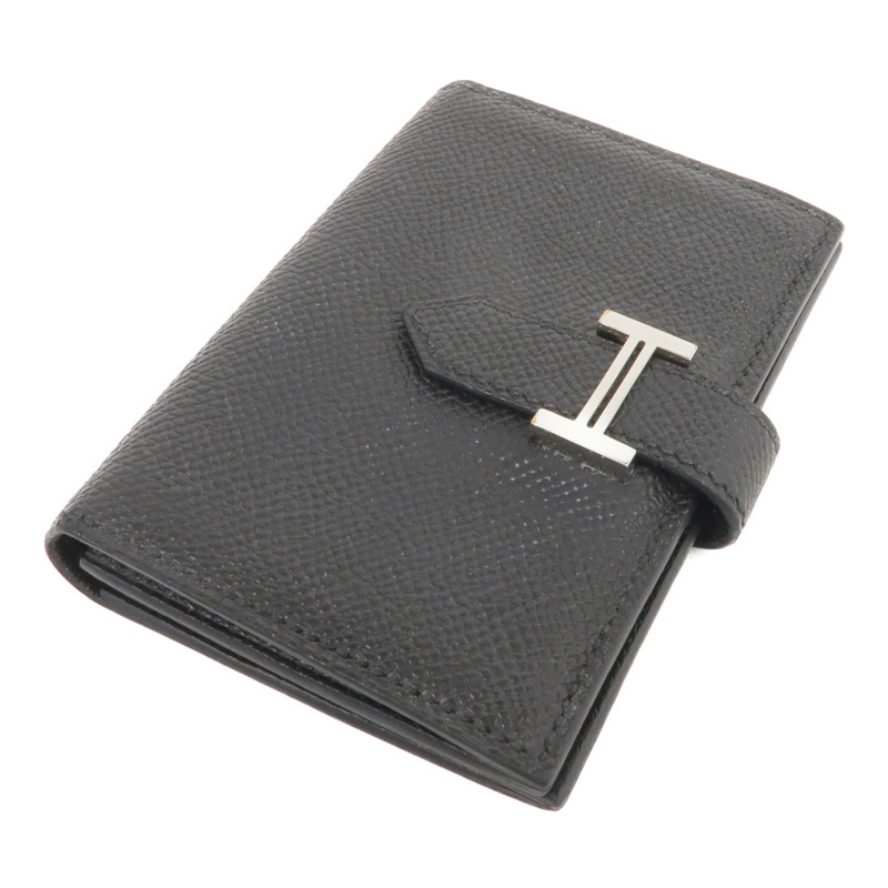 HERMES Epsom皮革Bearn Card Holder銀扣卡片套Noir-3
