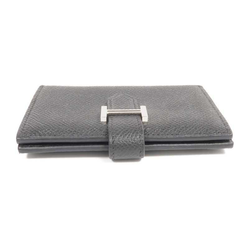 HERMES Epsom皮革Bearn Card Holder銀扣卡片套Noir-5
