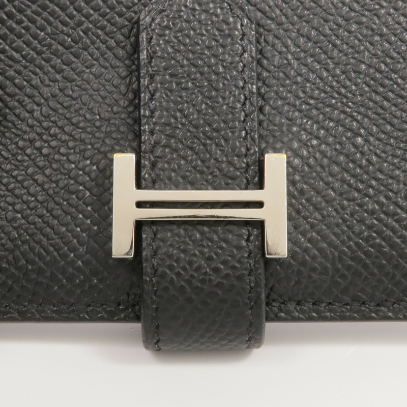 HERMES Epsom皮革Bearn Card Holder銀扣卡片套Noir-11