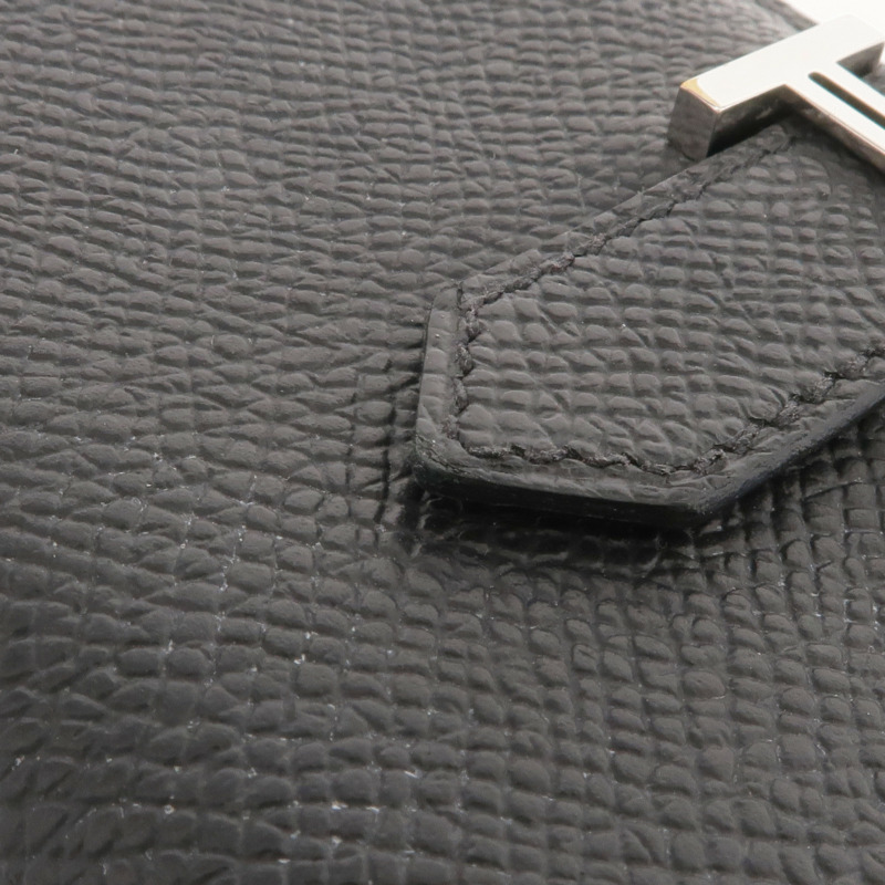HERMES Epsom皮革Bearn Card Holder銀扣卡片套Noir-12