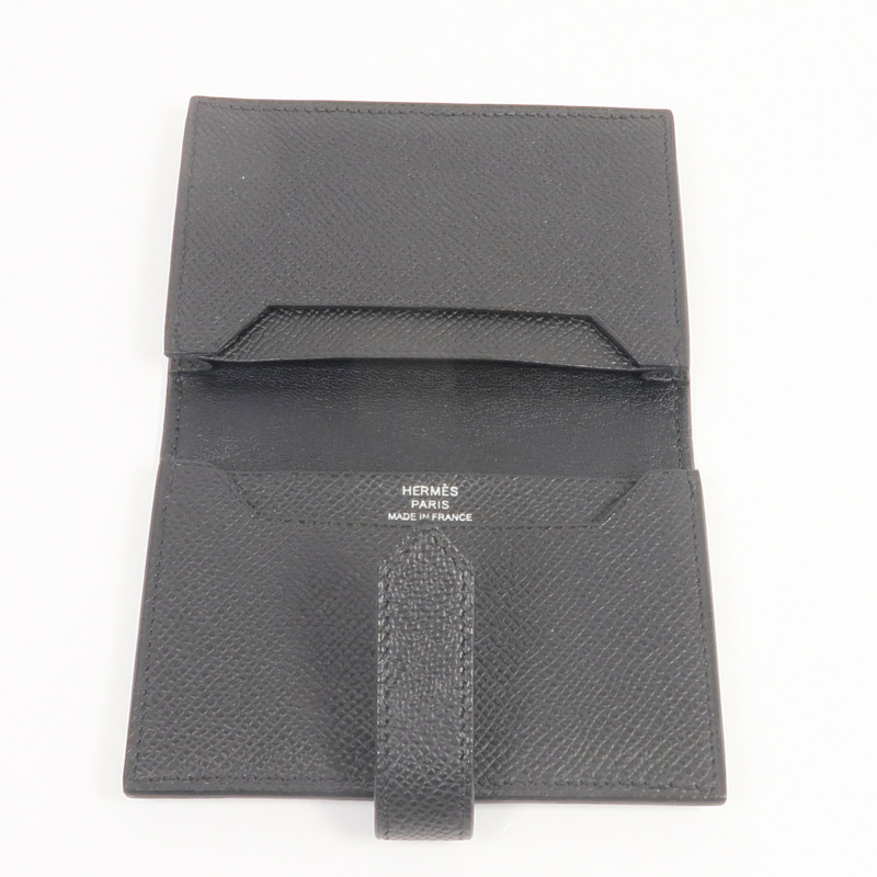HERMES Epsom皮革Bearn Card Holder銀扣卡片套Noir-13