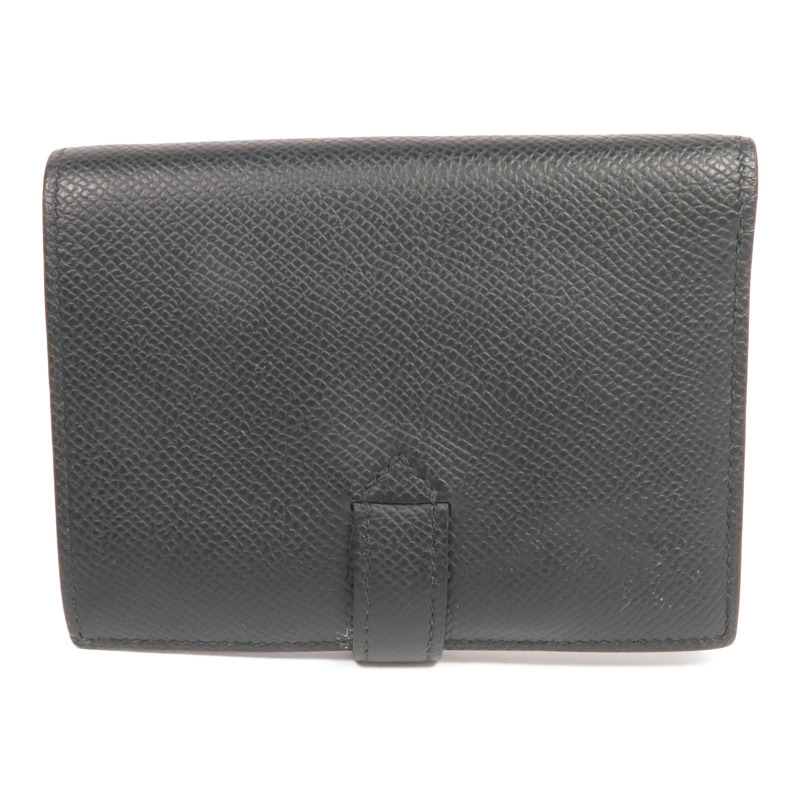 HERMES Epsom皮革New H Passant Compact Wallet銀扣錢包Noir-2