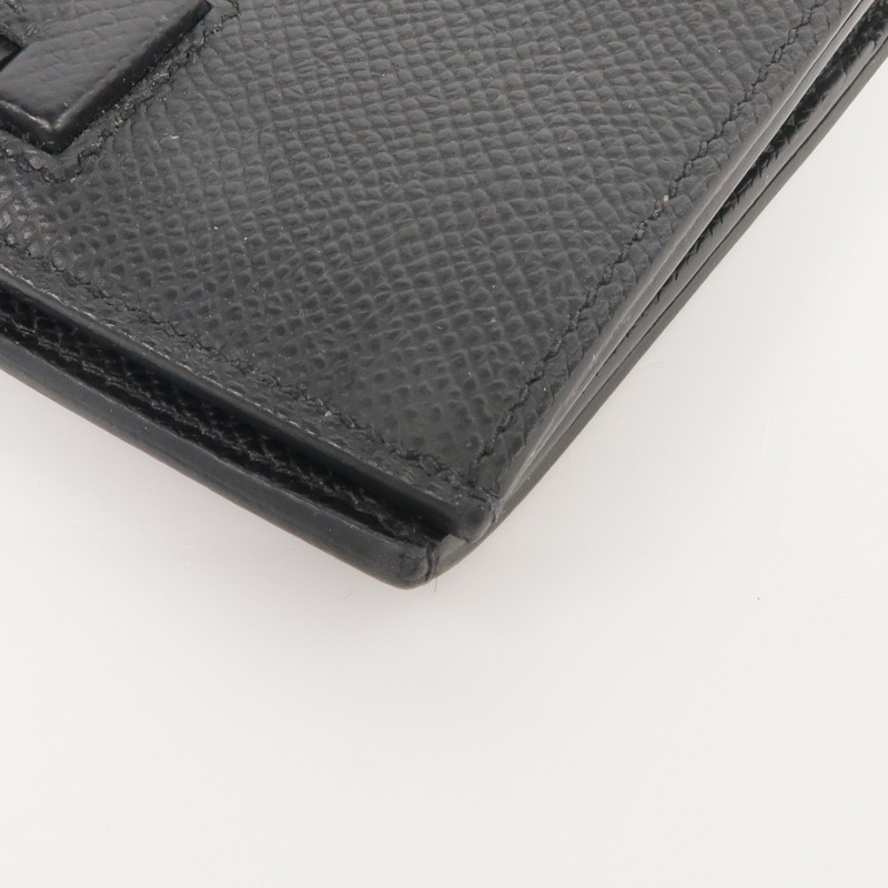 HERMES Epsom皮革New H Passant Compact Wallet銀扣錢包Noir-6