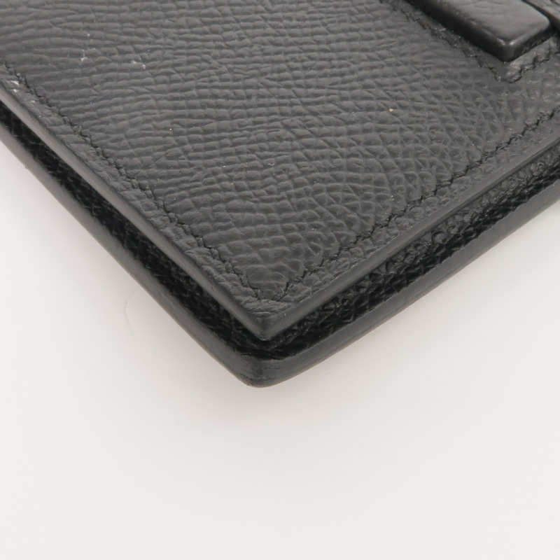 HERMES Epsom皮革New H Passant Compact Wallet銀扣錢包Noir-7