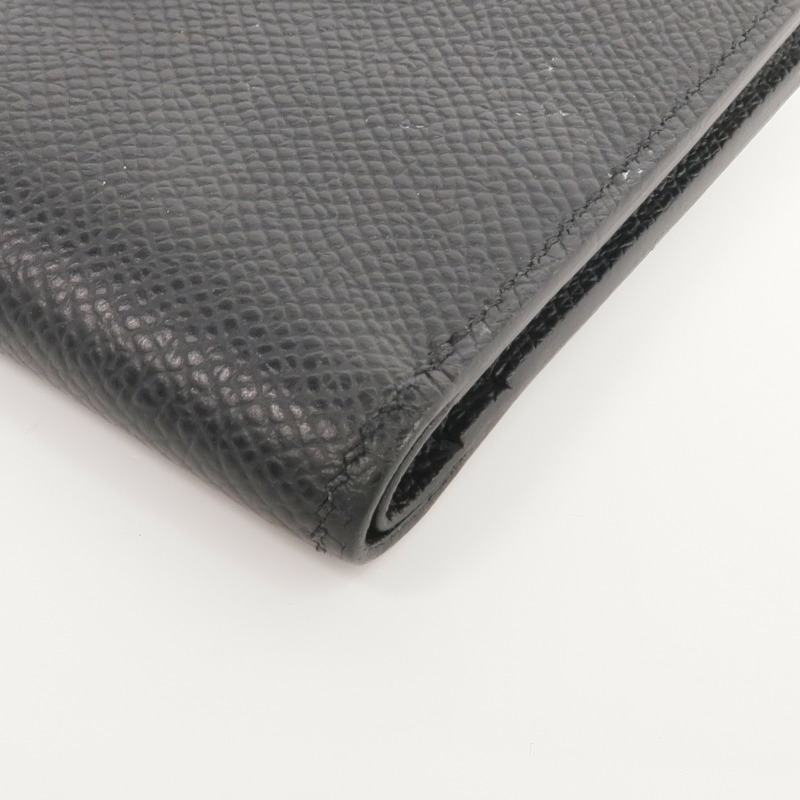 HERMES Epsom皮革New H Passant Compact Wallet銀扣錢包Noir-9