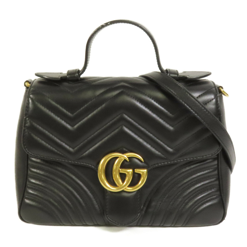 GUCCI 牛皮皮革GG Marmont金扣手挽肩背兩用袋-0