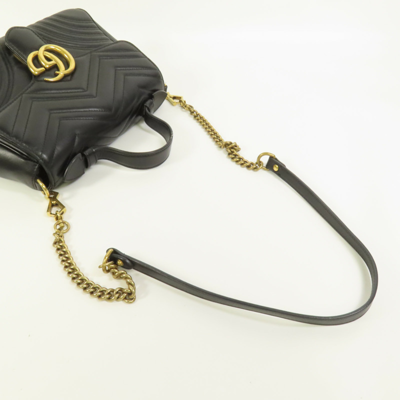 GUCCI 牛皮皮革GG Marmont金扣手挽肩背兩用袋-4