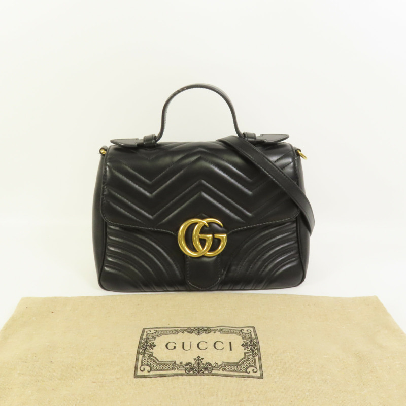 GUCCI 牛皮皮革GG Marmont金扣手挽肩背兩用袋-9