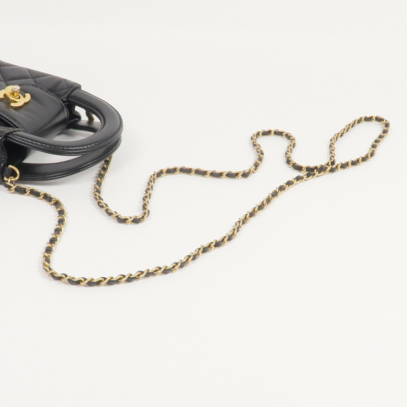 CHANEL 牛皮皮革Kelly Nano金扣手挽肩背兩用袋-4