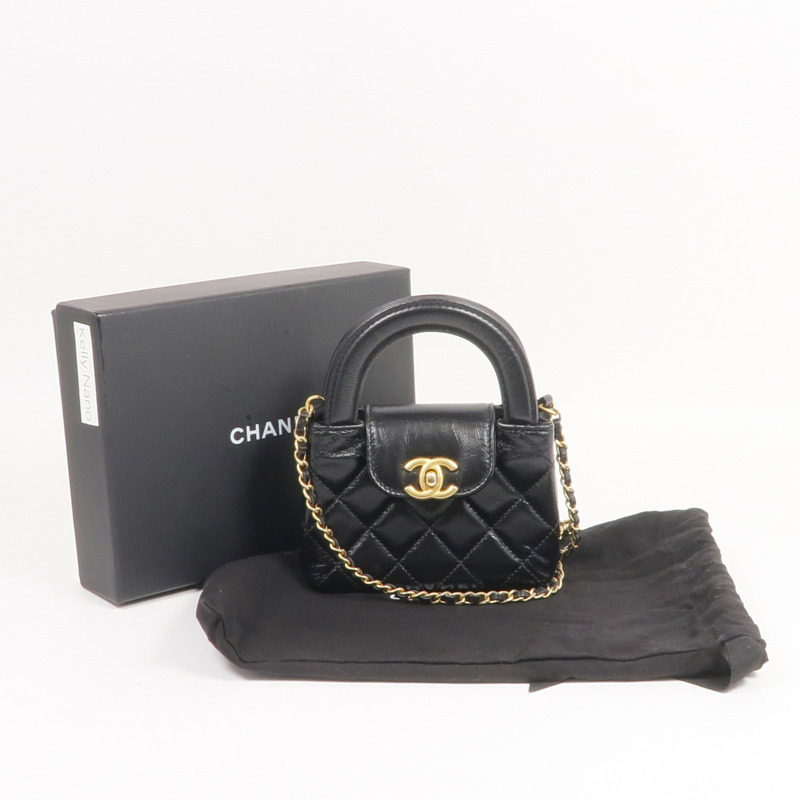 CHANEL 牛皮皮革Kelly Nano金扣手挽肩背兩用袋-15