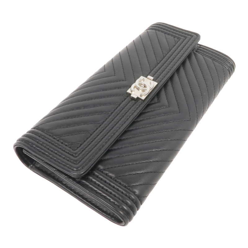 CHANEL 羊皮皮革Long Wallet銀扣長錢包-3