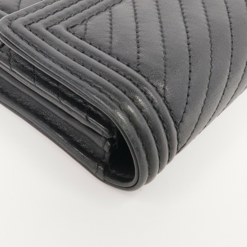 CHANEL 羊皮皮革Long Wallet銀扣長錢包-8