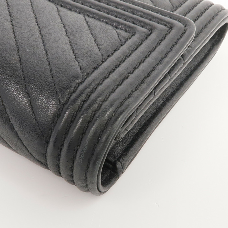 CHANEL 羊皮皮革Long Wallet銀扣長錢包-9