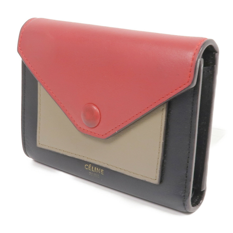 CELINE 牛皮皮革Trifold Wallet金扣錢包-2