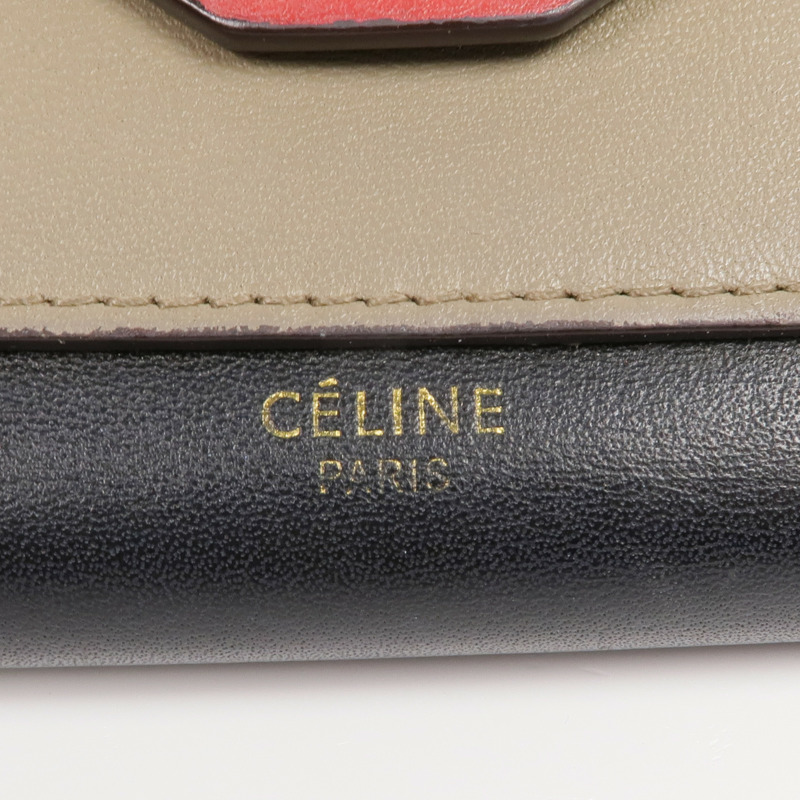 CELINE 牛皮皮革Trifold Wallet金扣錢包-11
