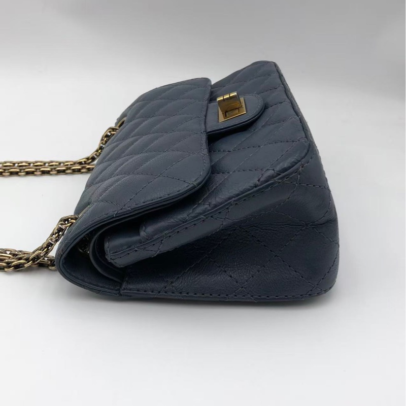 二手Chanel2.55大mini藍色鏈條包-3