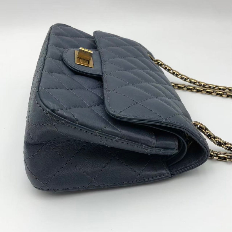 二手Chanel2.55大mini藍色鏈條包-4