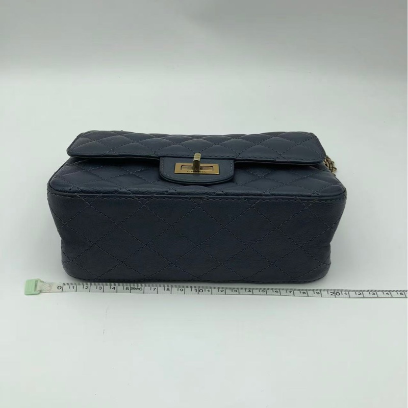 二手Chanel2.55大mini藍色鏈條包-11
