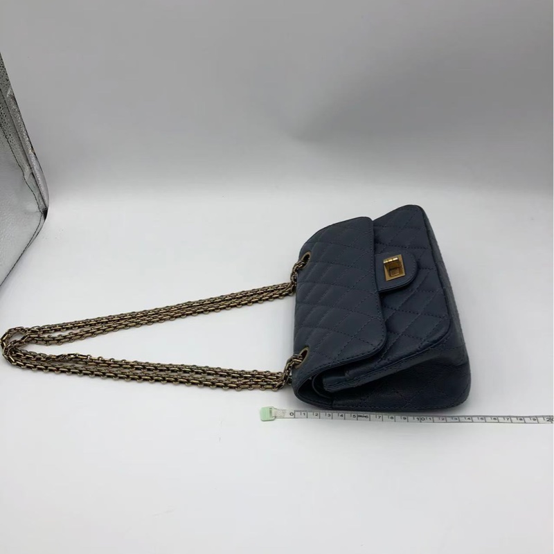 二手Chanel2.55大mini藍色鏈條包-12