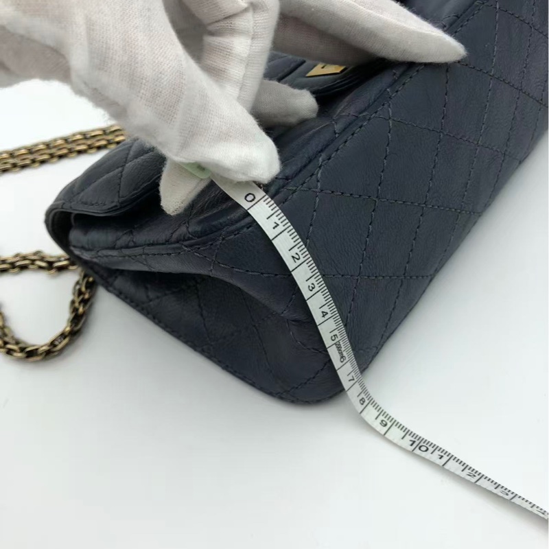 二手Chanel2.55大mini藍色鏈條包-13