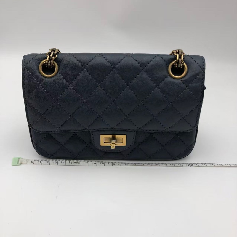 二手Chanel2.55大mini藍色鏈條包-16