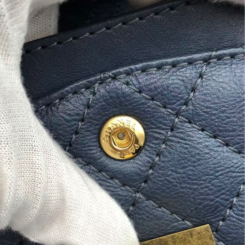 二手Chanel2.55大mini藍色鏈條包-19